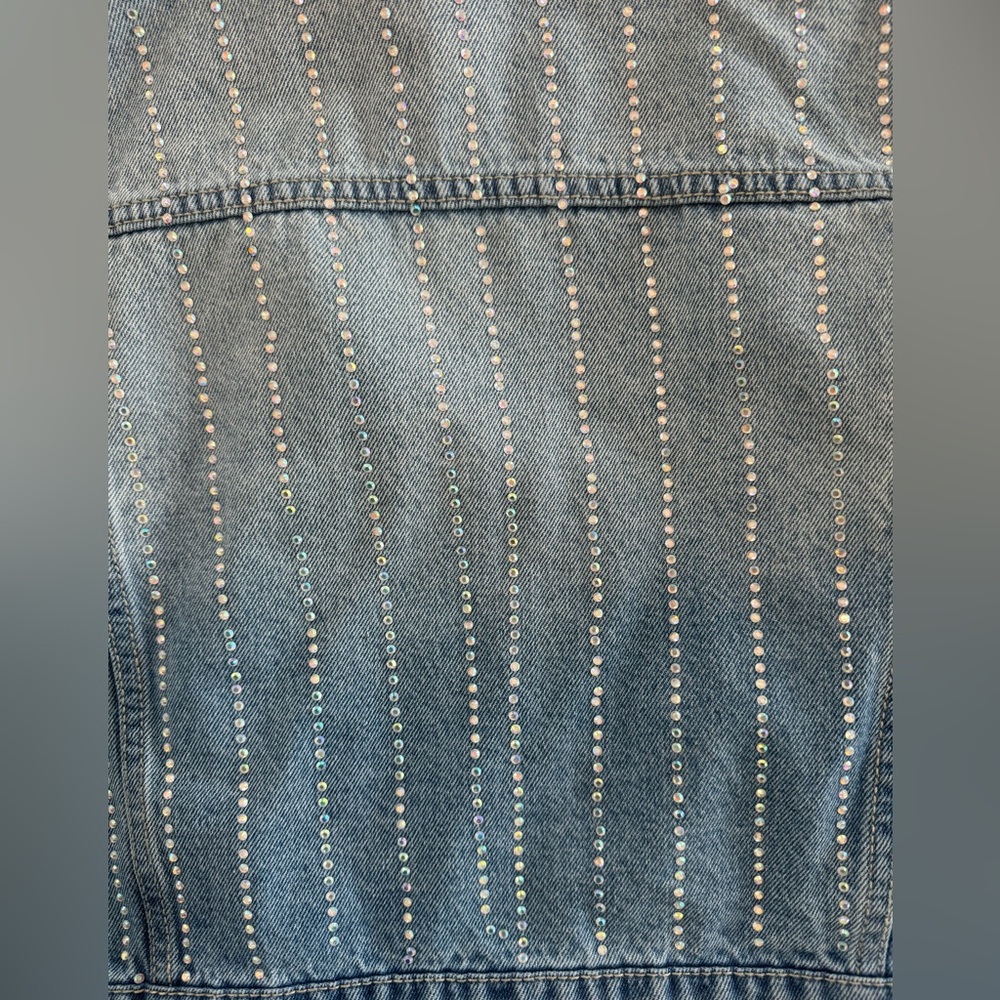 On Twelfth Rhinestone Denim Cropped Jacket - Women's Size Large - Picture 3 of 3